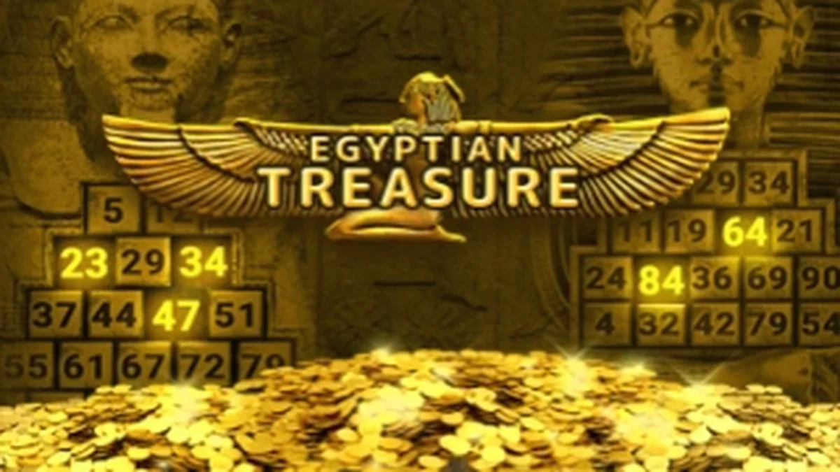 Interface do jogo de slot Egyptian Treasure com temática egípcia