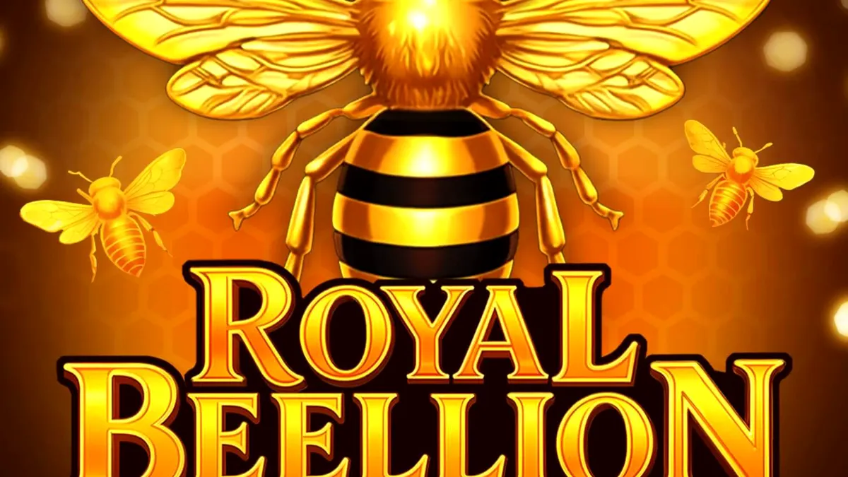 Interface do jogo de slot Royal Beellion Hold & Win com tema de colmeia dourada