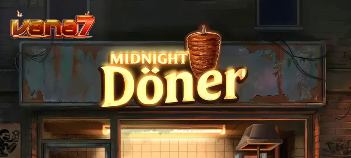 Interface do slot Midnight Doner com símbolos de ingredientes de lanches